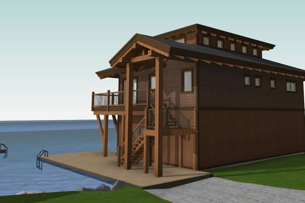Guest-Boathouse-Muskoka-Ontario-Canadian-Timberframes-3D-Elevation